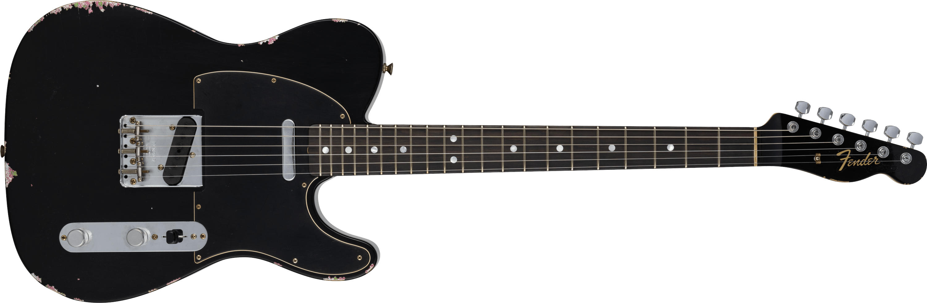 Fender Flagship Tokyo Exclusive 1967 Telecaster®Relic®, Matching Painted Headstock, African Blackwood Fingerboard, Black over Pink Paisley