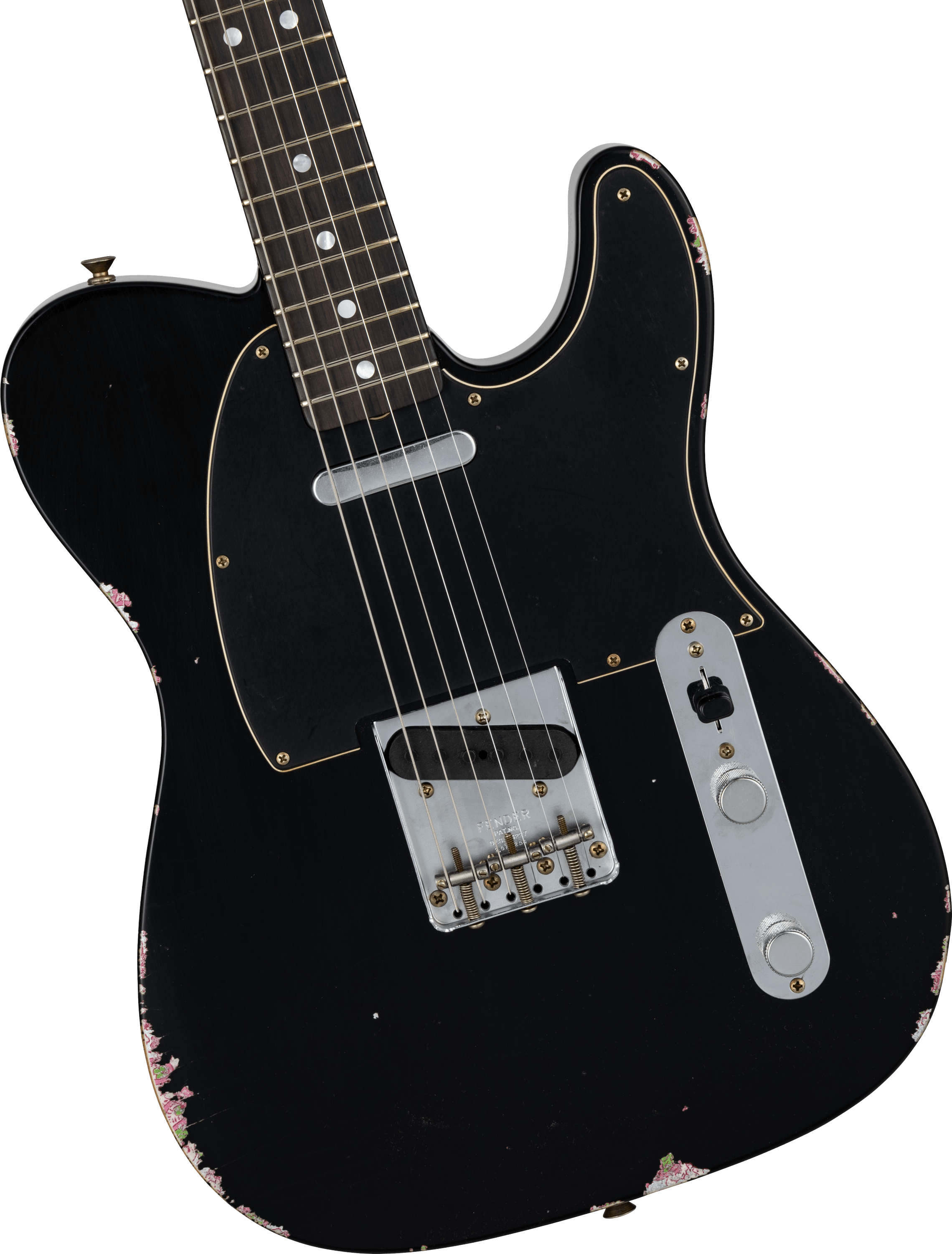 Fender Flagship Tokyo Exclusive 1967 Telecaster®Relic®, Matching Painted Headstock, African Blackwood Fingerboard, Black over Pink Paisley