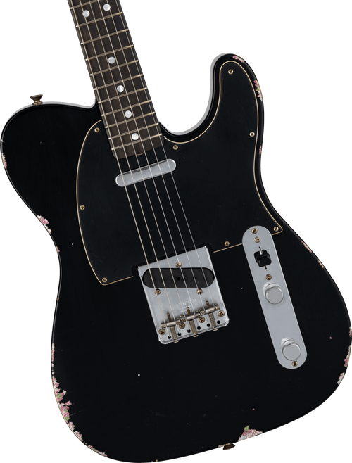 Fender Flagship Tokyo Exclusive 1967 Telecaster®Relic®, Matching Painted Headstock, African Blackwood Fingerboard, Black over Pink Paisley